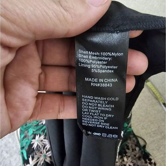 Sam Edelman Embroide Black Green Floral Lace Midi Holiday Cocktail Dress 6 - Picture 6 of 8